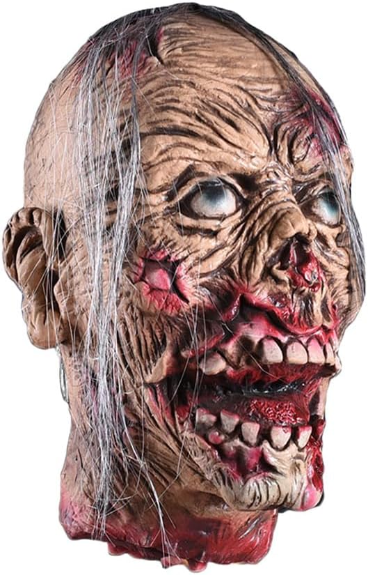 Amosfun Halloween Hanging Animated Head Dead Creative Scary Props Life Size Cut off Corpse Zombie for Haunted Houses Decoration, 32X25CM