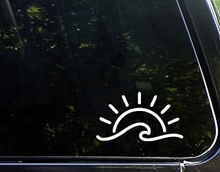Transform Your Space with the 5.7x3.25in Wave Sun Vinyl Decal Sticker