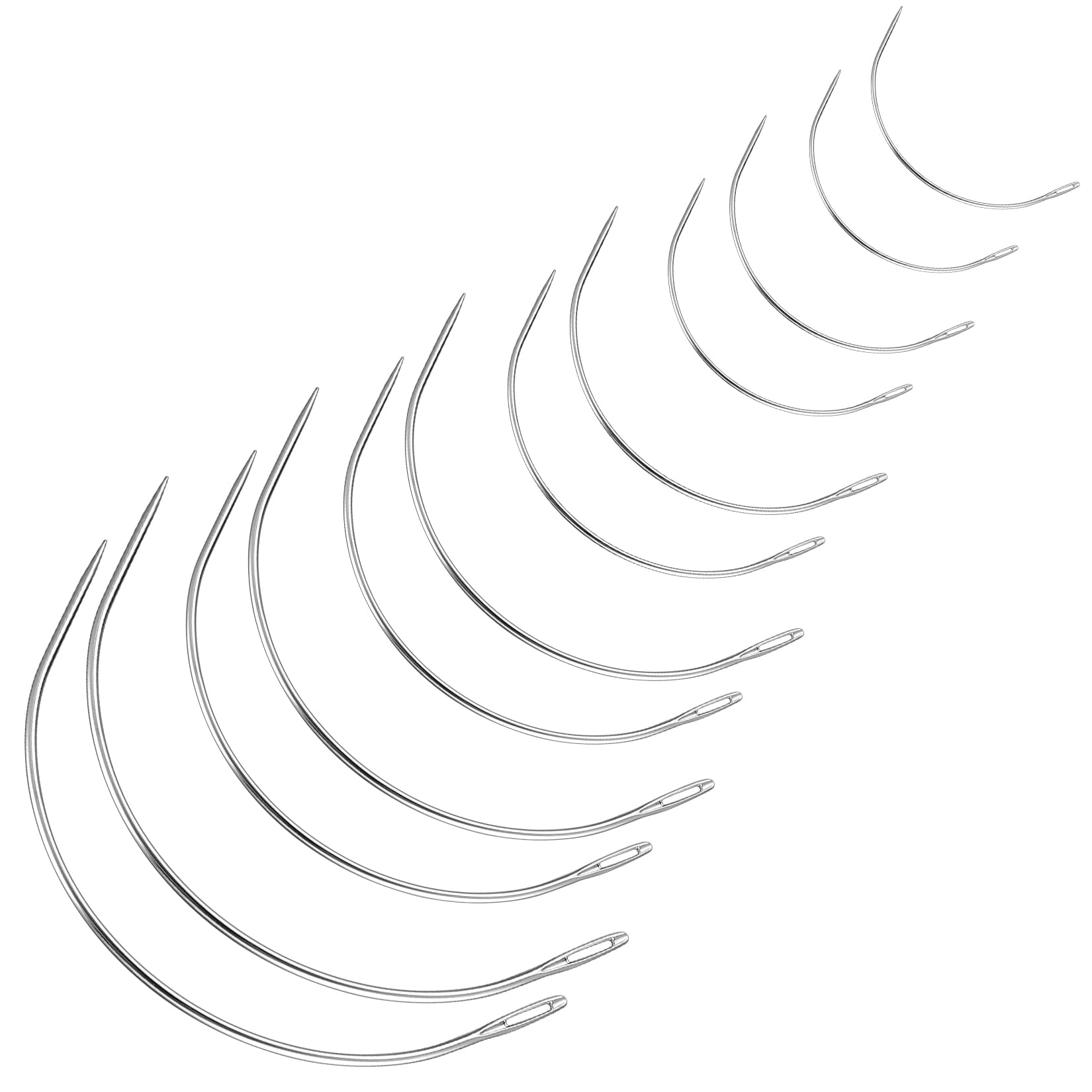 QFEHTHSK Lot De 12 Aiguilles Courbées, Aiguilles à Coudre Incurvées, Accessoires Pour Couture, Outils De Couture, Aiguilles Courbées, Aiguilles De Type C