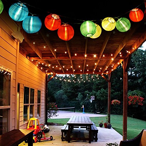 Eleganbello - Cadena de luz, tira de luces de 20u00a0LED, 4,8u00a0m, funcionan con energía solar, farolillos coloridos, luces decorativas para interior y exterior