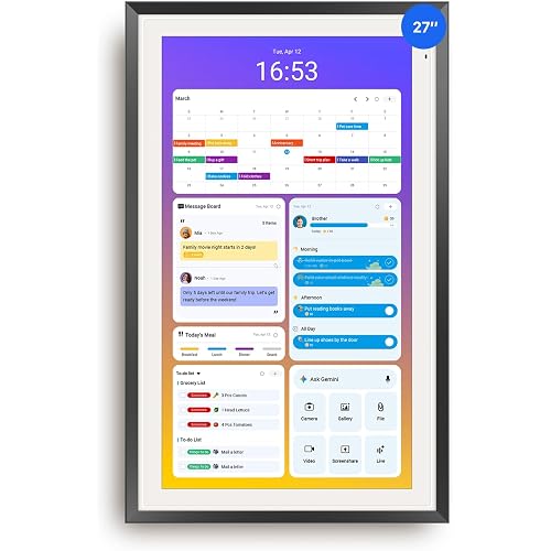 Apolosign 27-inch Digital Calendar, No-Subscription, Smart Wall Planner with Calendar Sync, Chore Chart, Meal, Apps & Dashboard, Electronic Touchscreen Display for Family Schedules, Dual Mode (Black)