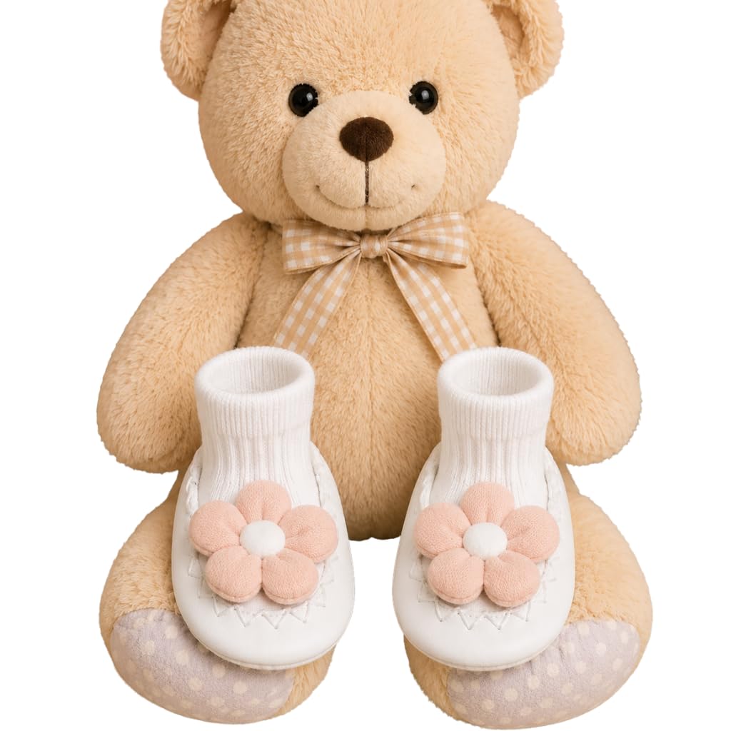 Girls Baby Sock Shoes – Daisy Steps | 3D Flower | Anti-Slip | 0-18M-image-7