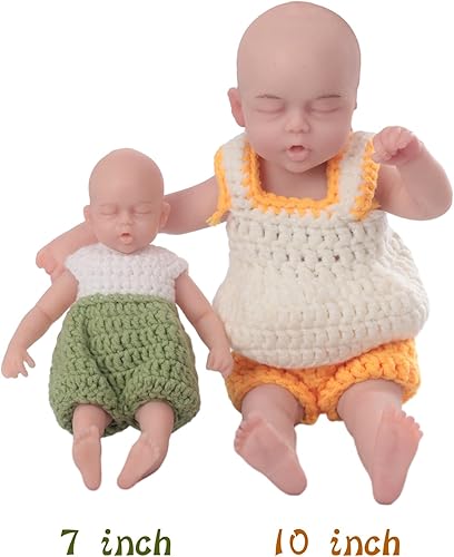 Miniatura 2 de Muñecas de bebé Reborn de silicona de cuerpo completo de 10 pulgadas, sin muñecas de vinilo, ojos cerrados, muñeca realista de silicona platino