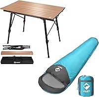 Vista 1 de VILLEY Mesa de camping portátil con patas ajustables y saco de dormir de momia