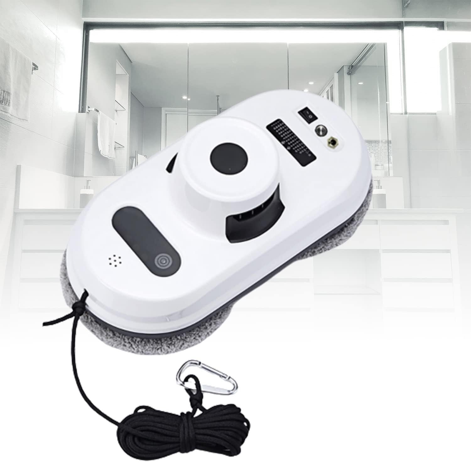 Robot nettoyeur de vitres pour fenêtres et carrelages de maison connectée et lumineuse