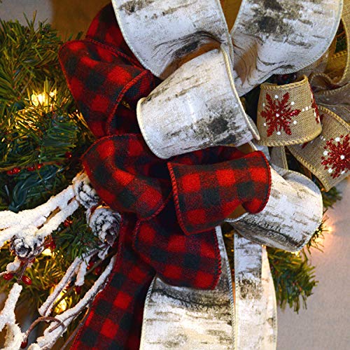 Morex Ribbon Red/Black Wired Flanne Ribbon,Buffalo Red Plaid, 2.5" X 100 Ft #TOP3
