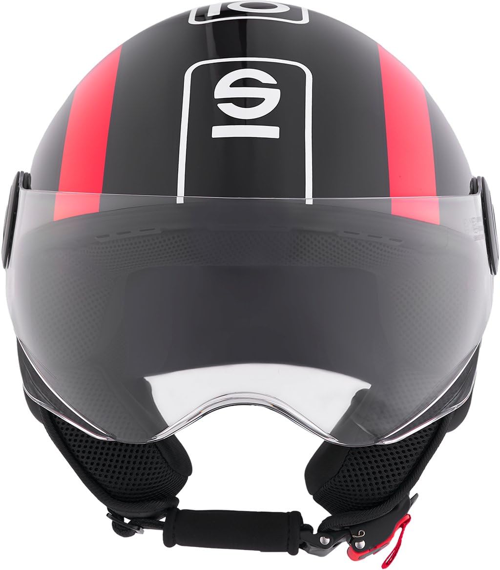 Sparco Riders SP601 Demi-Jet kask motocyklowy, do skutera ECE 22.06, z homologacją, kask Demi-Jet z wizjerem zapobiegającym zarysowaniom i wyzwalaniem mikrometrycznym