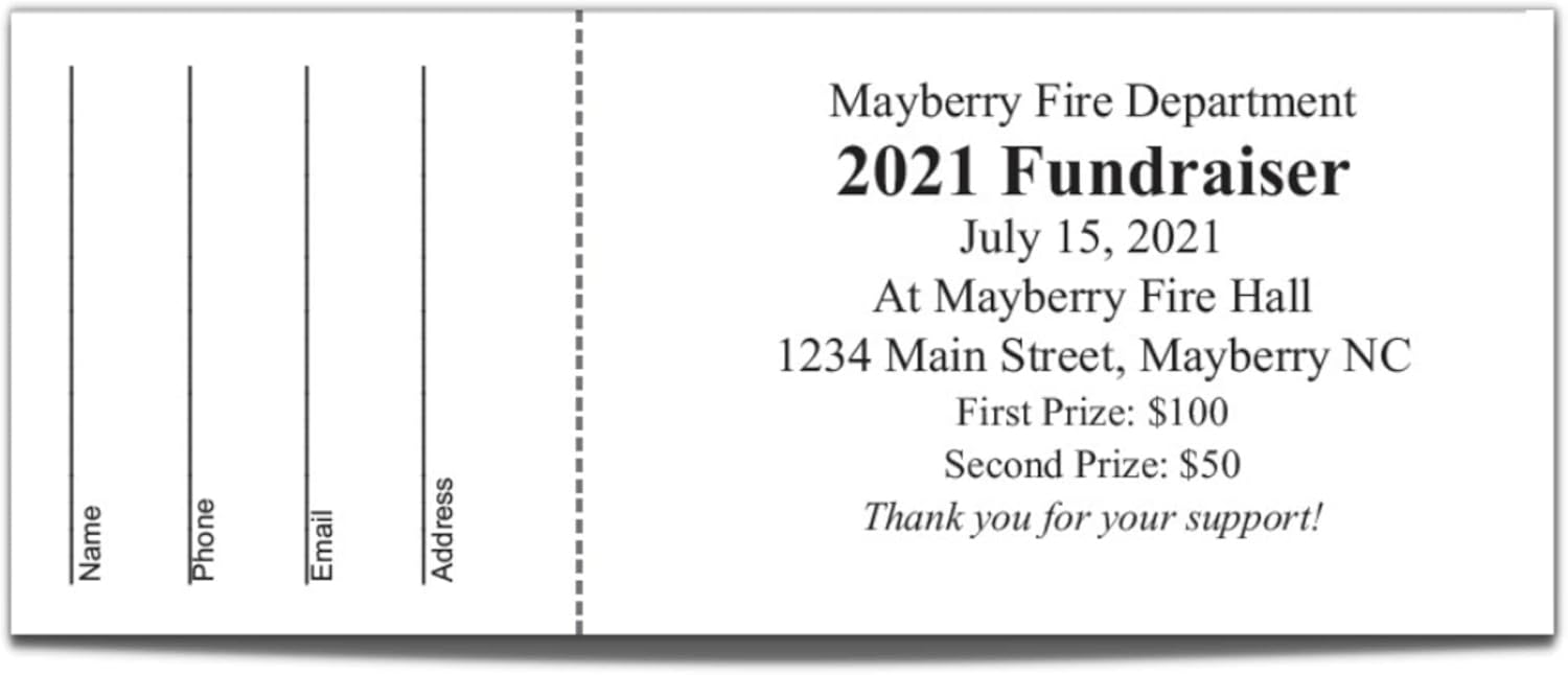 Copy King 250 Custom Raffle Tickets - Fundraiser, Raffles, 50/50, Auction, Giveaways, Contest Tickets with Tear-Away Stubs - 2.125" x 5.5"