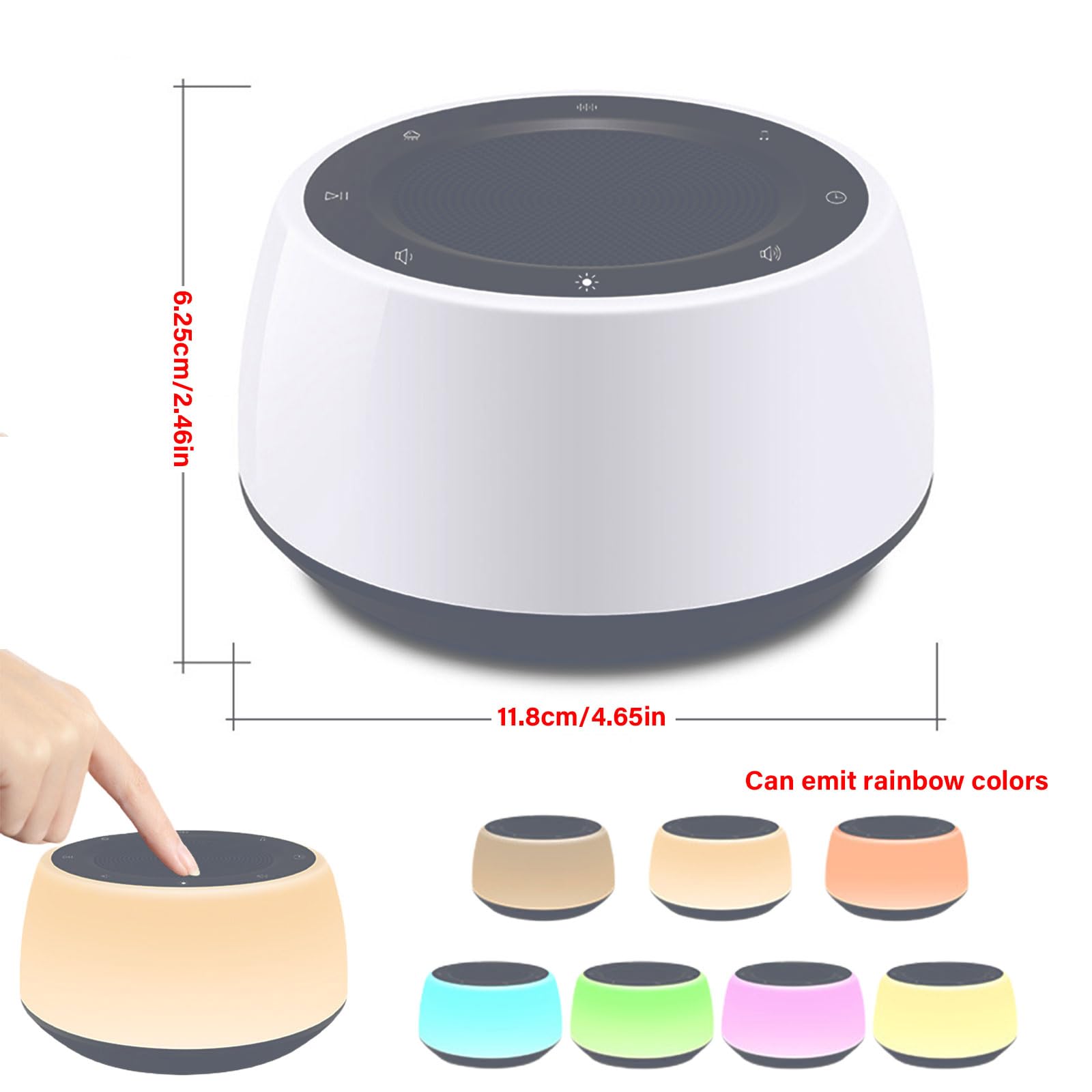 Máquina portátil de escritorio con sonido de ruido blanco para sonidos relajantes del bebé, temporizador de 15/30/60/90/120 minutos, iluminación de habitación de niños