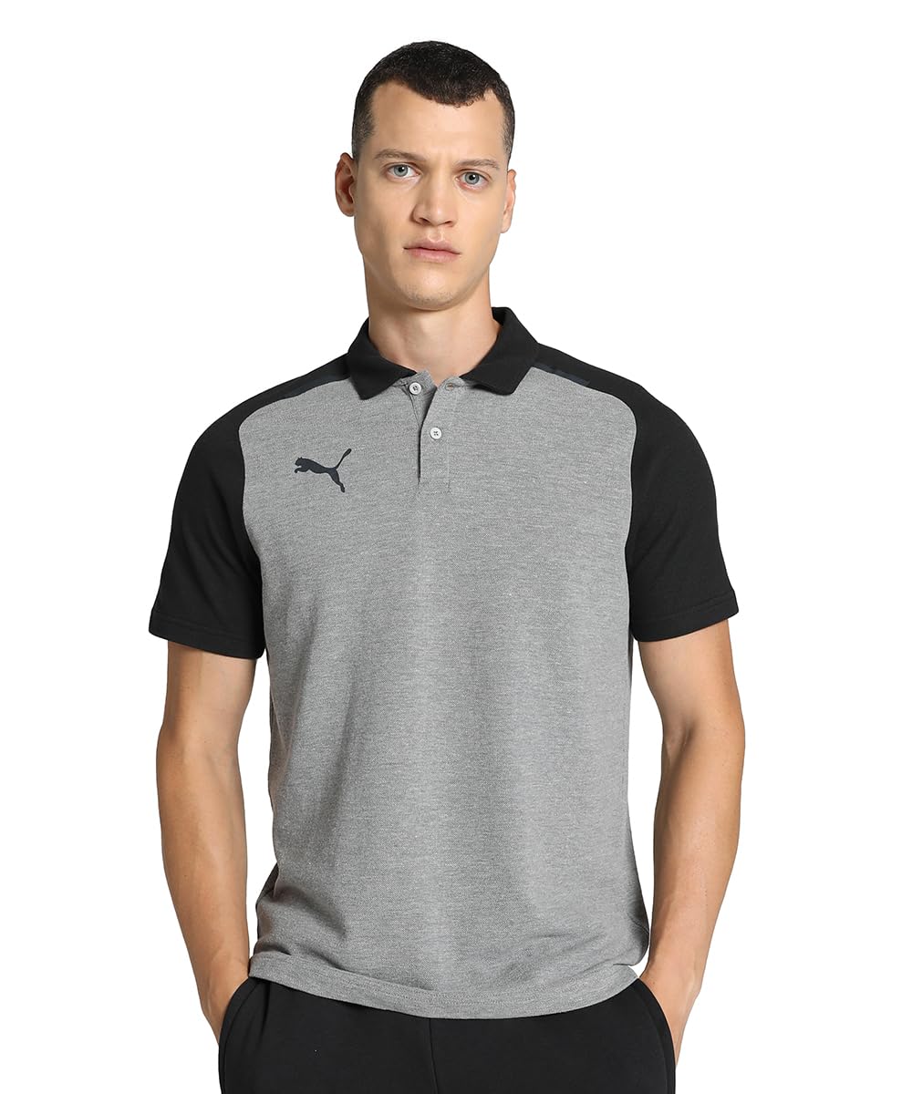 PUMA teamCUP Casuals Polo, Medium Gray Heather, XXL