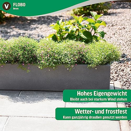 VIVANNO Blumenkasten Balkonkasten Pflanzkasten Beton grau FLOBO - 18x60x18 cm