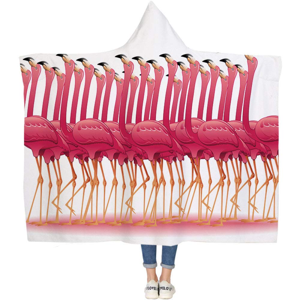 Couverture peluche confortable en sherpa épais à motif unique de flamants pour adultes