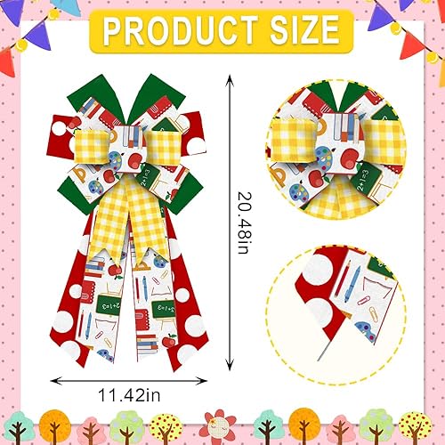 Miniatura 2 de Lazos grandes de corona para el regreso a clases, lazos de lino de arpillera para coronas, lazos de decoración de árbol para el primer día de