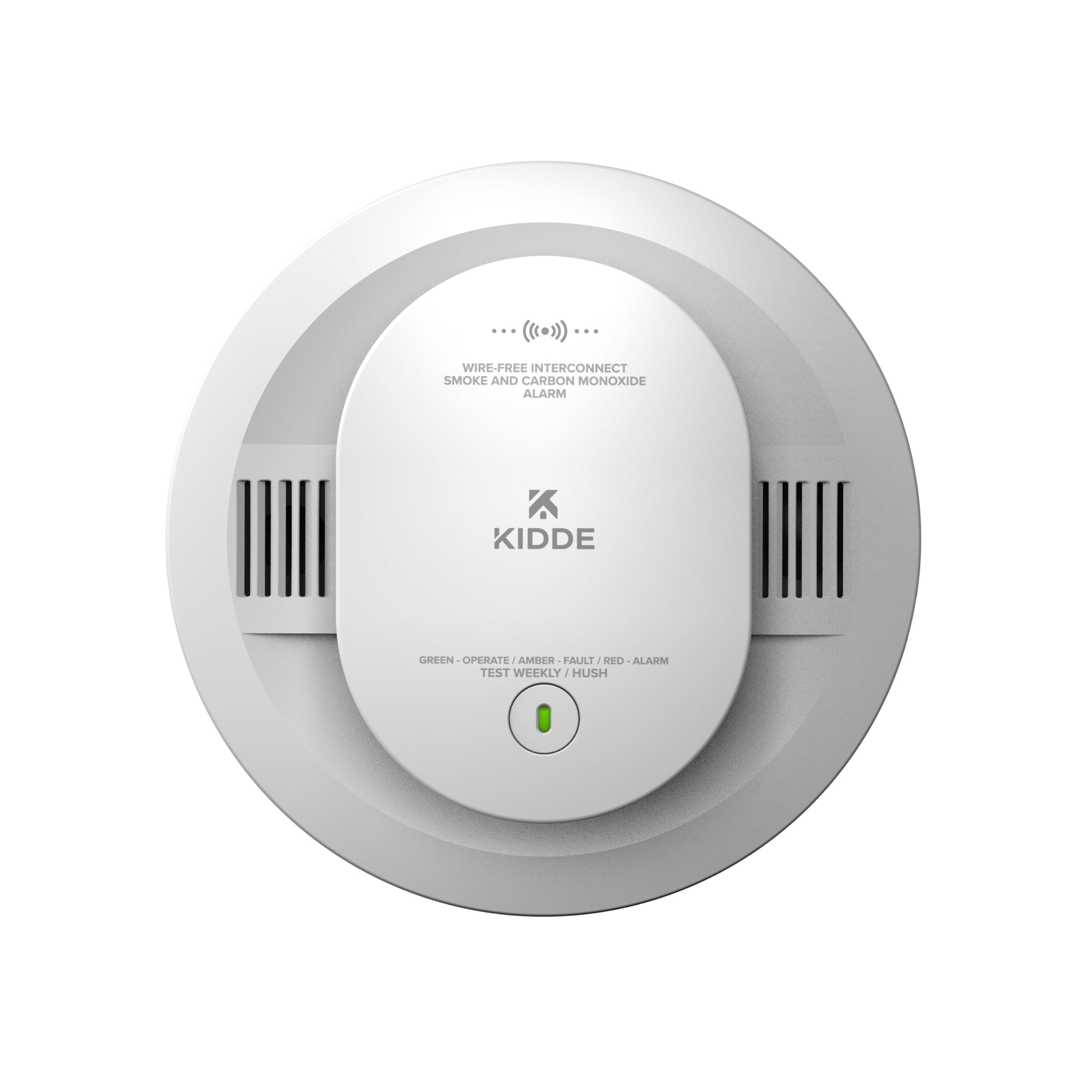 Kidde Smoke and Carbon Monoxide Detector, AA Battery-Powered, Wire-Free Interconnect, Voice Alerts, LED Status Light 85 dB Alarm, 5-inches, 30CUDR-VRF