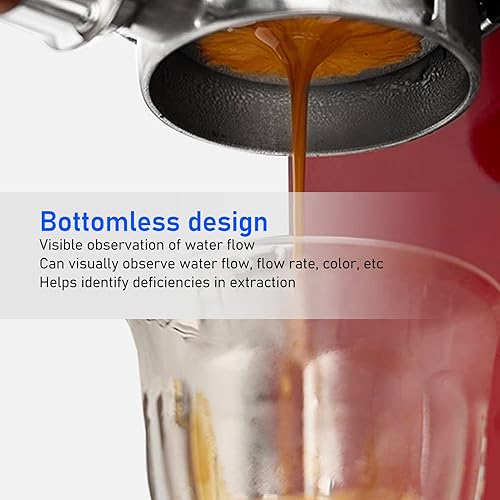 Miniatura 5 de Portafiltro sin fondo de 2.008 in, soporte de filtro de café de acero inoxidable de 3 orejas, portafiltro sin fondo con cesta de filtro, mango de