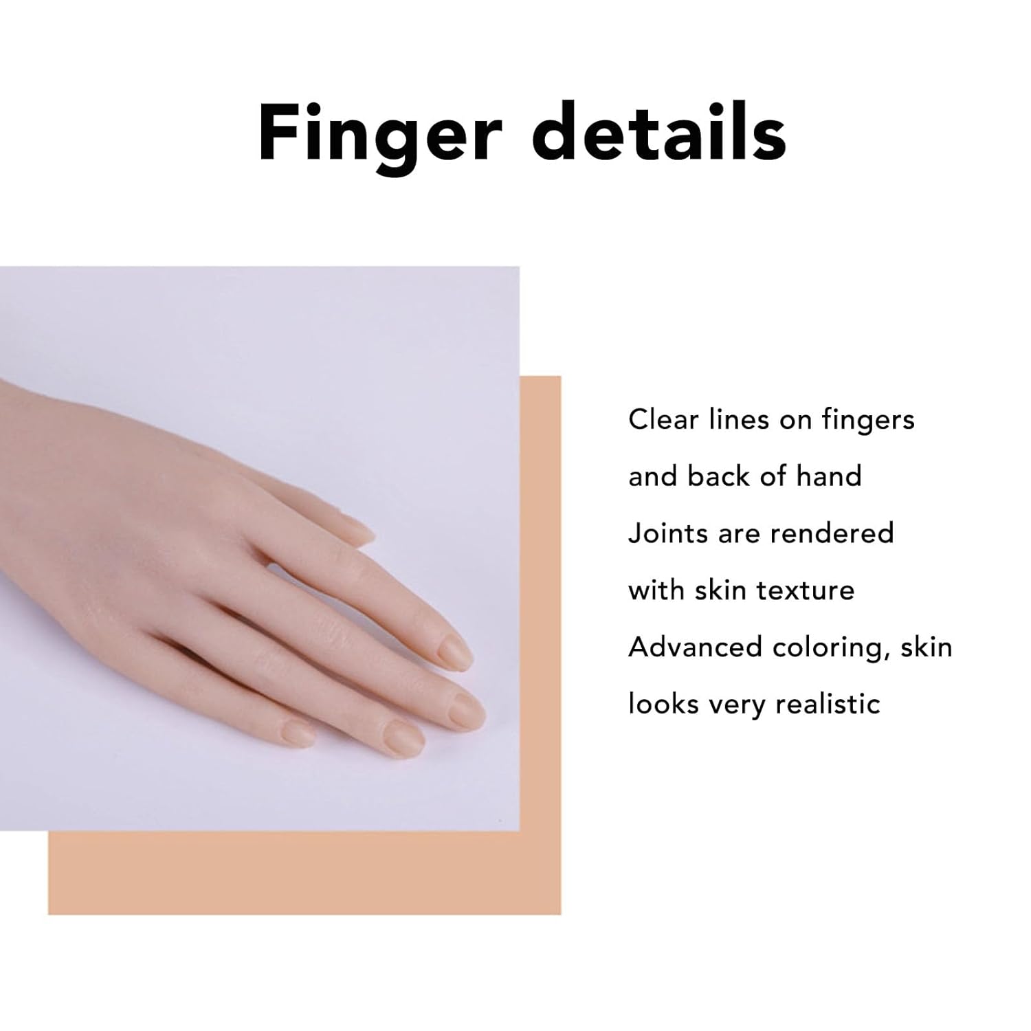 Luocute Silicone Female Hand Model, Flexible Bendable Fingers with Lifelike Texture for Nail Art Practice Jewelry DisplayPhotography Props (Left Hand)
