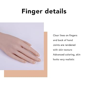 Realistic Silicone Female Hand, 10in Bendable Nail Mannequin Hand Life Size Female Model Hand for Showing Jewelry Pranksters Halloween Props Photography Props (Right Hand)