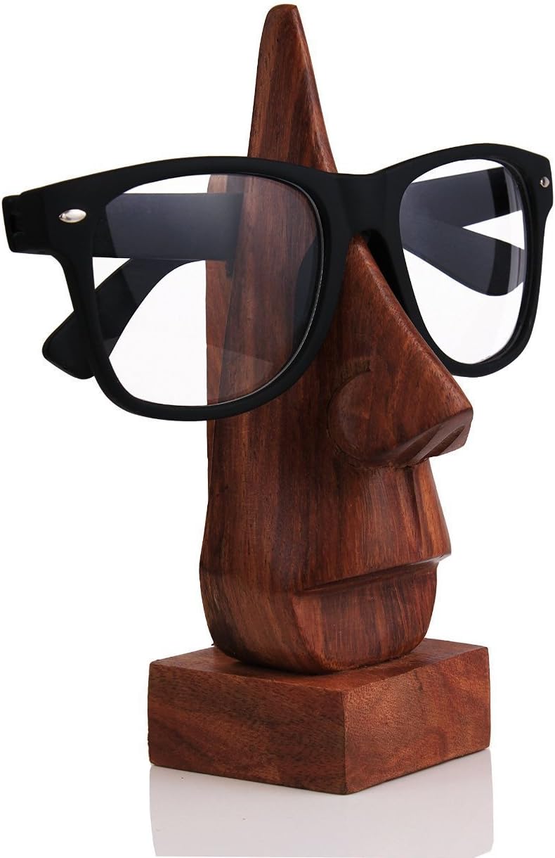 storeindya Wooden Handmade Nose-Shaped Eyeglass Spectacle Holder,Eyewear Retainer, Sunglasses Holder, Spectacle Display Stand