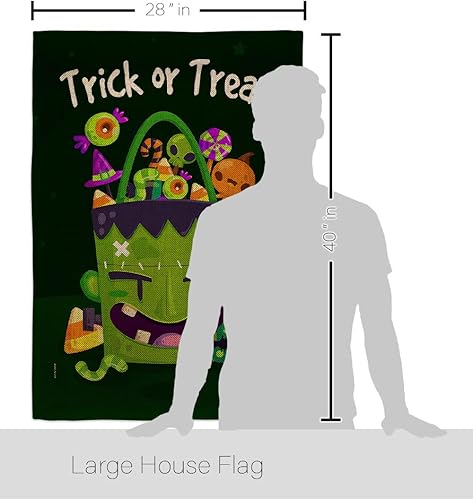 Miniatura 2 de Bandera de casa de arpillera Sweet Monster Treat – Paquete de truco de bruja de otoño o noche espeluznante gato negro temporada otoño calabaza USA