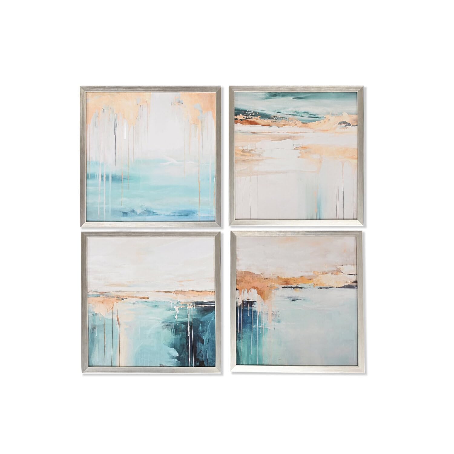 Tableau MDF 32x32 cm abstrait en lot de 4 toiles aux finitions soignées