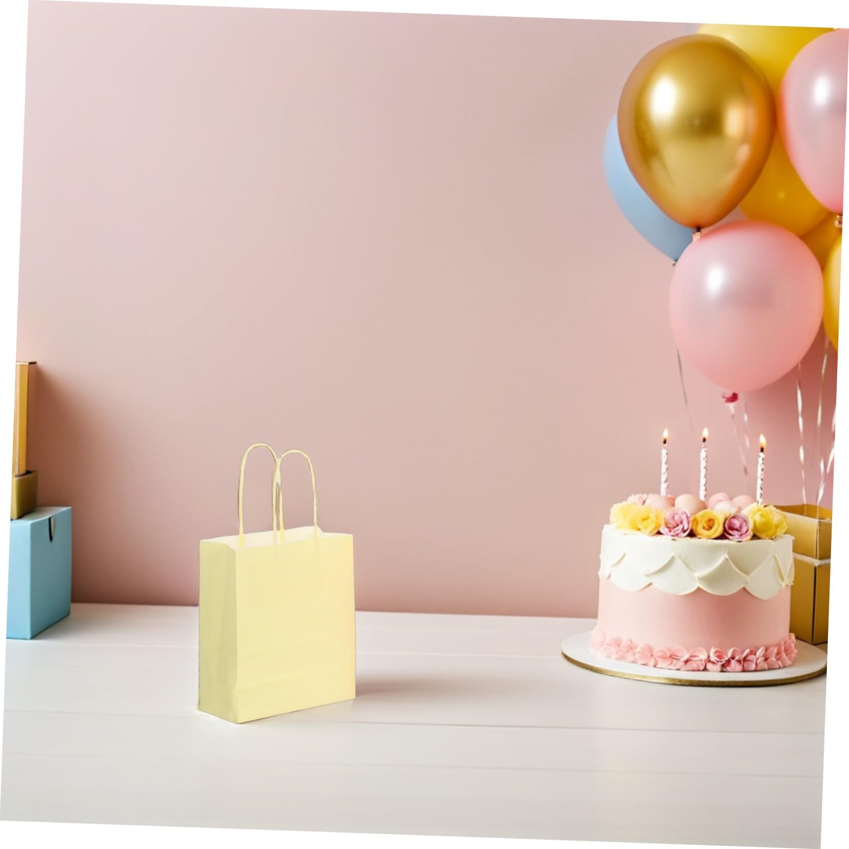 30 Piezas Regalo Pequeñas Kraft Pastel con Asas Resistentes Reutilizables y Portátiles para Cumpleaños Bodas y Celebraciones Festivas de Unidades