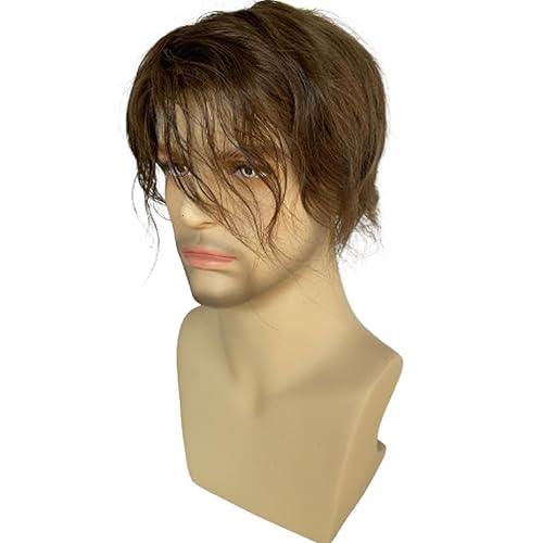 Miniatura 3 de Voloria Toupee para hombre ultra fina piel PU hombres postizo europeo virgen cabello humano reemplazo piezas 10x8inch #6 color marrón ceniza