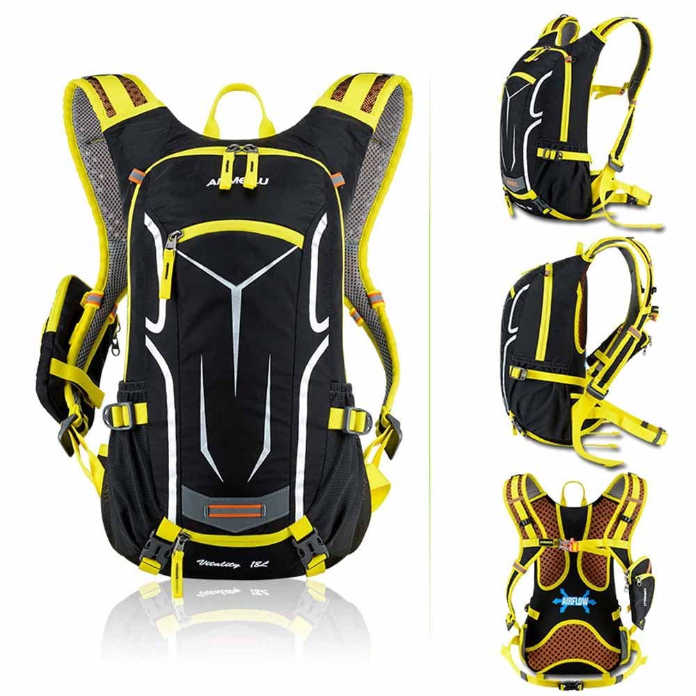 Lixxada Mochila de Ciclismo Impermeable 18L Unisexo Respirable Ultraligero con Cubierta de Lluvia Mochila de Hombro para Ciclismo Montañismo Viajes