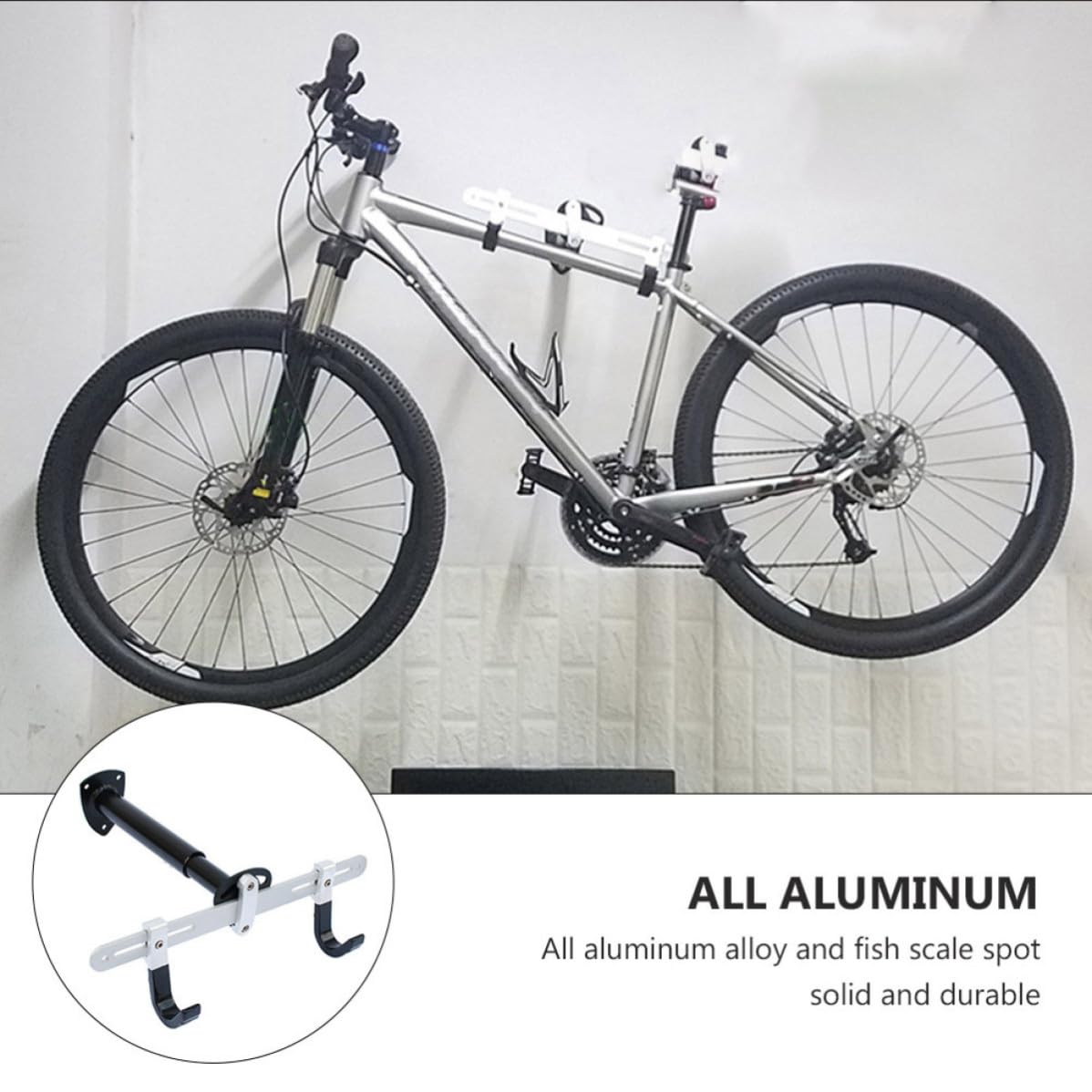 ULTECHNOVO Gancho de Pared Soporte de Almacenamiento Ajustable para Bicicleta Ángulo Izquierdo y Derecho Ajustable, Aleación de Aluminio, Negro, para Guardar Bici en Garaje y Hogar en