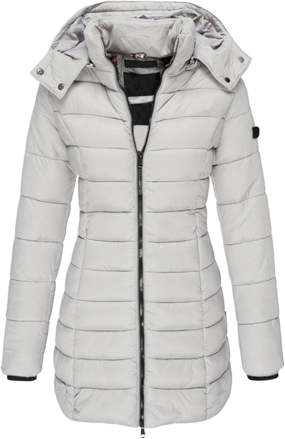 Women's Lightweight Puffer Jacket Winter Zip Up Hooded Down Coat Slim Fit Long Sleeve Mid Lenth Quilted Jackets 2025