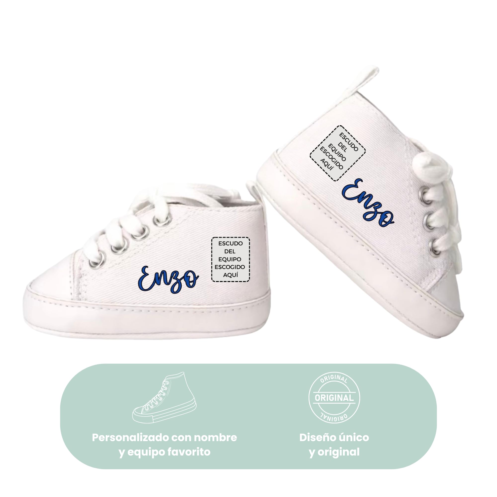 Zapatillas de bebé Personalizadas Equipo de fútbol | Deportivas de Tela | Personalizada con Nombre | Regalos para bebés
