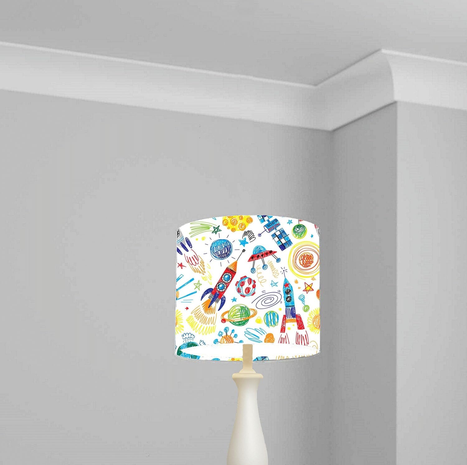 Colorful Space Rocket Drawing Ceiling Lampshade Lightshade for Nursery - Multiple Sizes