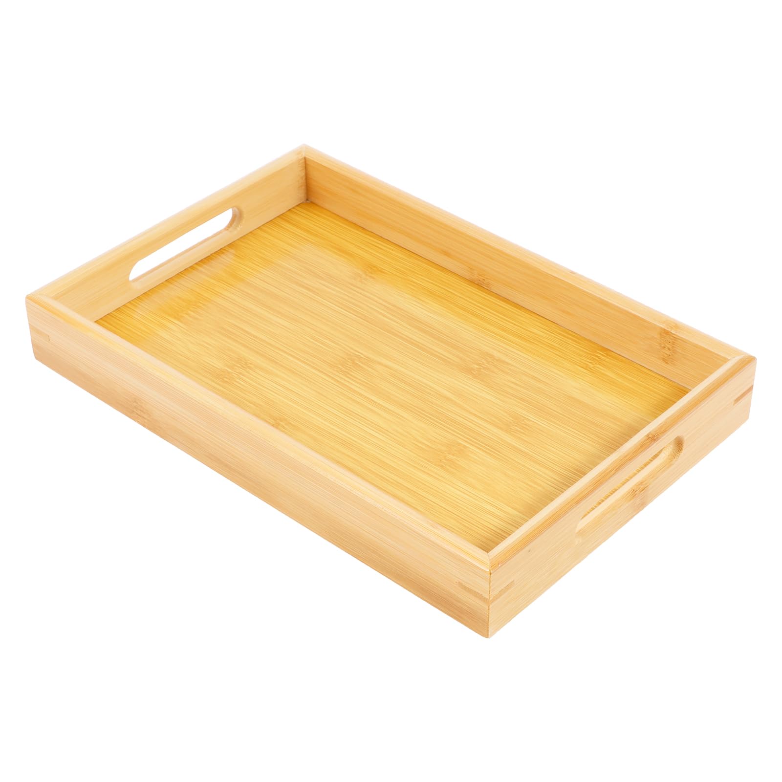KTCINA Bamboo Serving Tray with Handles, Bamboo Wooden Serving Platter Snack Tray Rectangular Serving Platter Raised Edges Food Trays for Serving Party Breakfast Dinner(30x20x4cm)