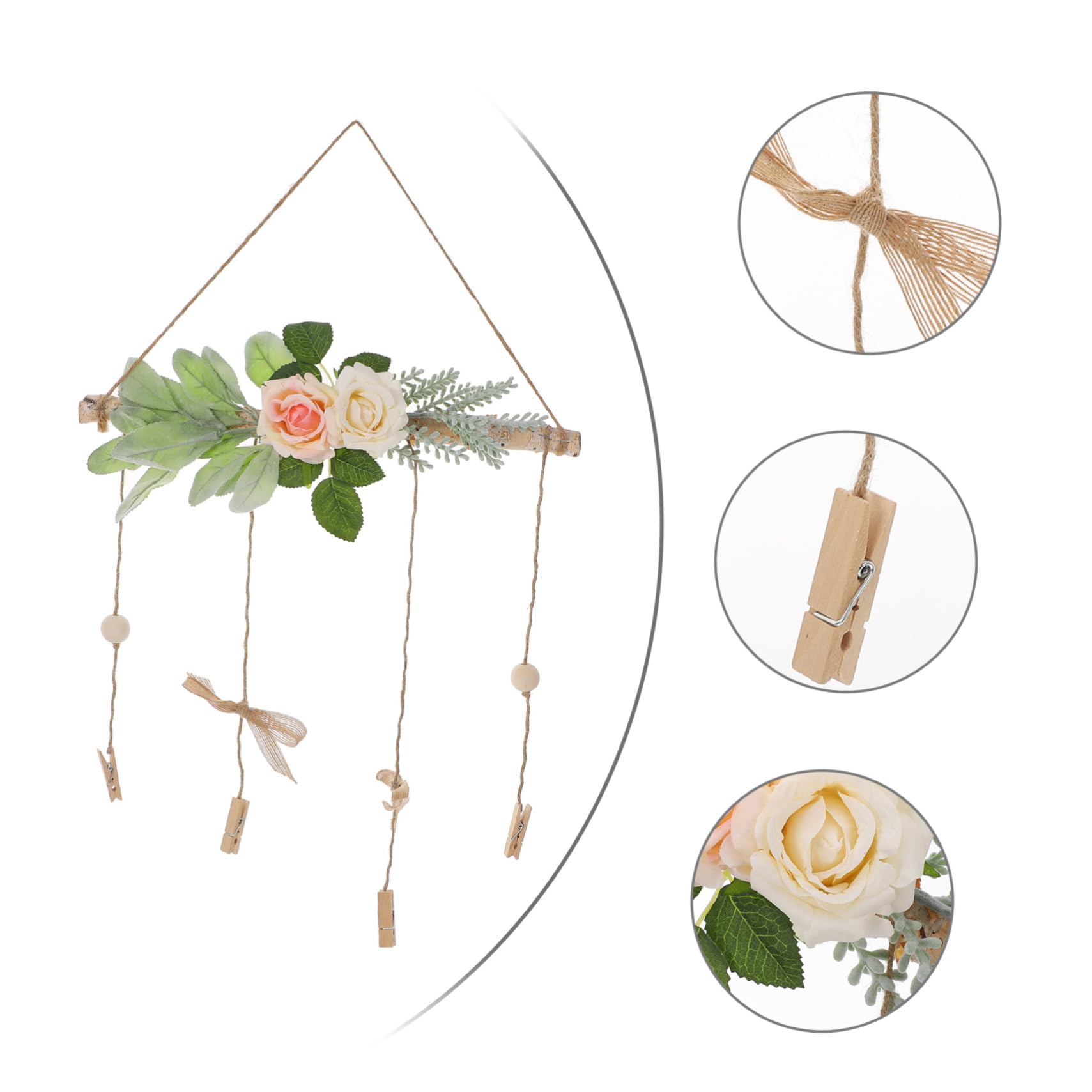 HOODANCOS 1Pc Creative Wooden Photo Holder Clip Wall Hanging Decor for Home Unique Flower Design Nordic Style for Photo Display Bedroom Living Room