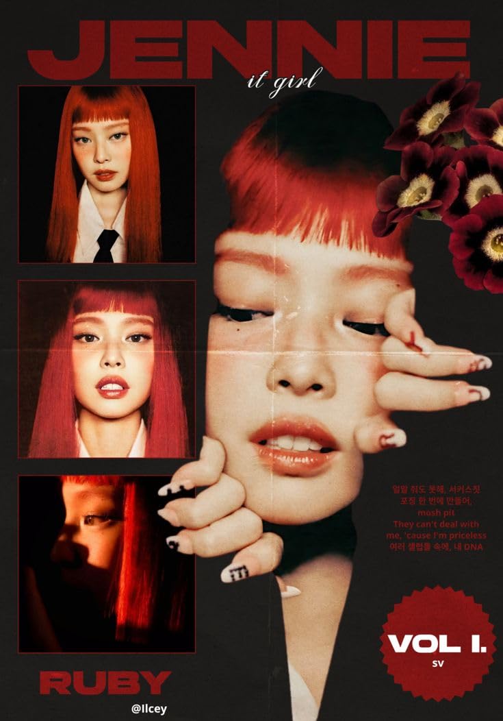 Jennie K-Pop Artist Poster – Glossy A4 Size, Self-Adhesive, Unframed Wall Art Featuring Concert Collage Design (Portrait)