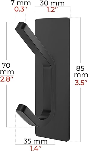 Miniatura 5 de Ganchos autoadhesivos para toallas de baño, color negro mate, para montar en la puerta de baño, tiras fuertes de acero inoxidable SUS304 para colgar