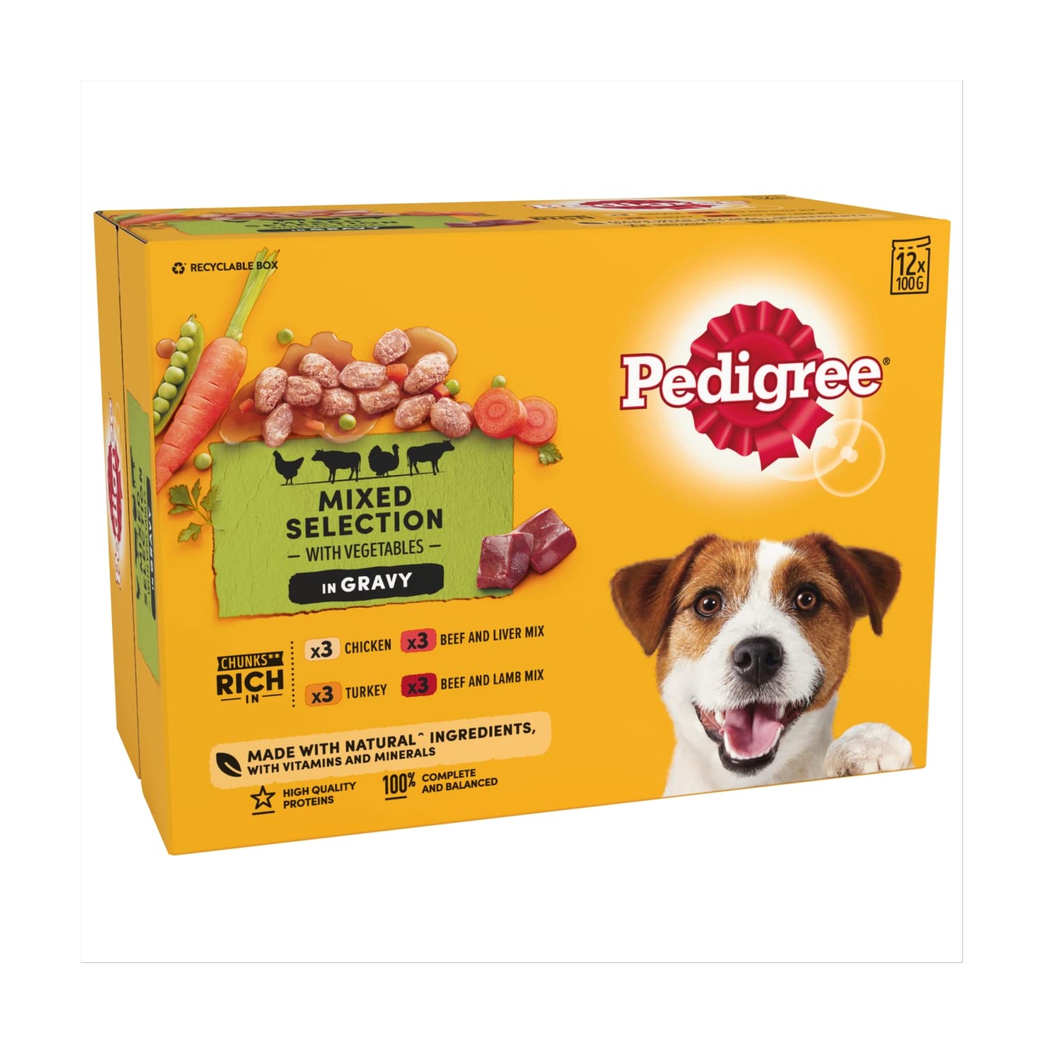 Pedigree Pouch Real Meals In Gravy, 12 x 100g
