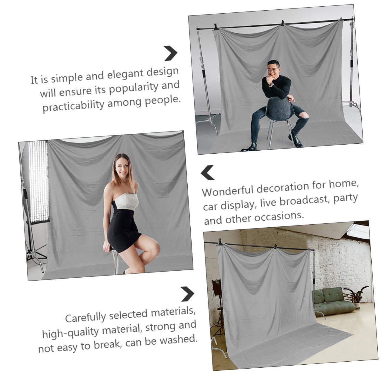 Sfondo Fotografico Grigio Spesso 3x2m, Sfondo per Fotografia e Decorazione Casa, Telo Lavabile e Resistente per Allestimenti Scenici e Riprese Studio