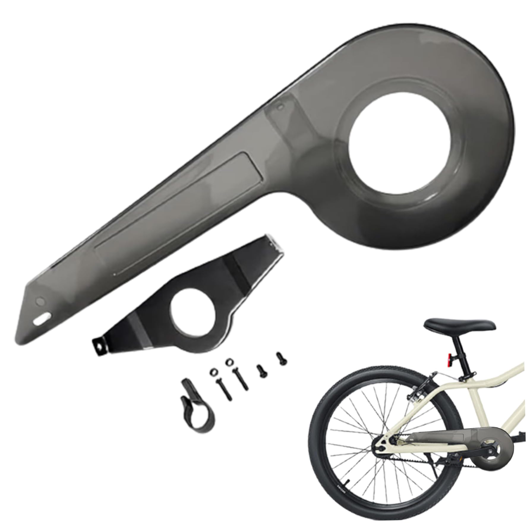Suxdlan Bike Chain Guard Fit for 32-36 Teeth Bicycle Chain Guard Kids Sturdy Bike Cover for Accessories Transparent Black