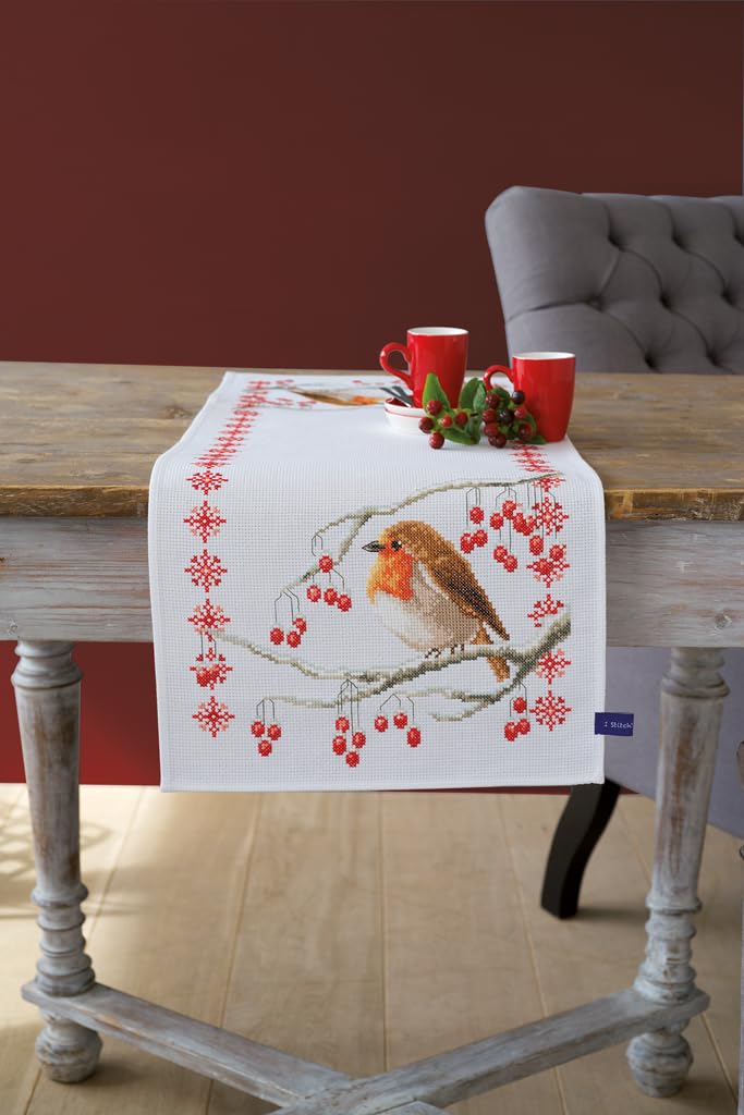Borduurpakket tafelloper kerstmotiefjes van Vervaco pn-0162099