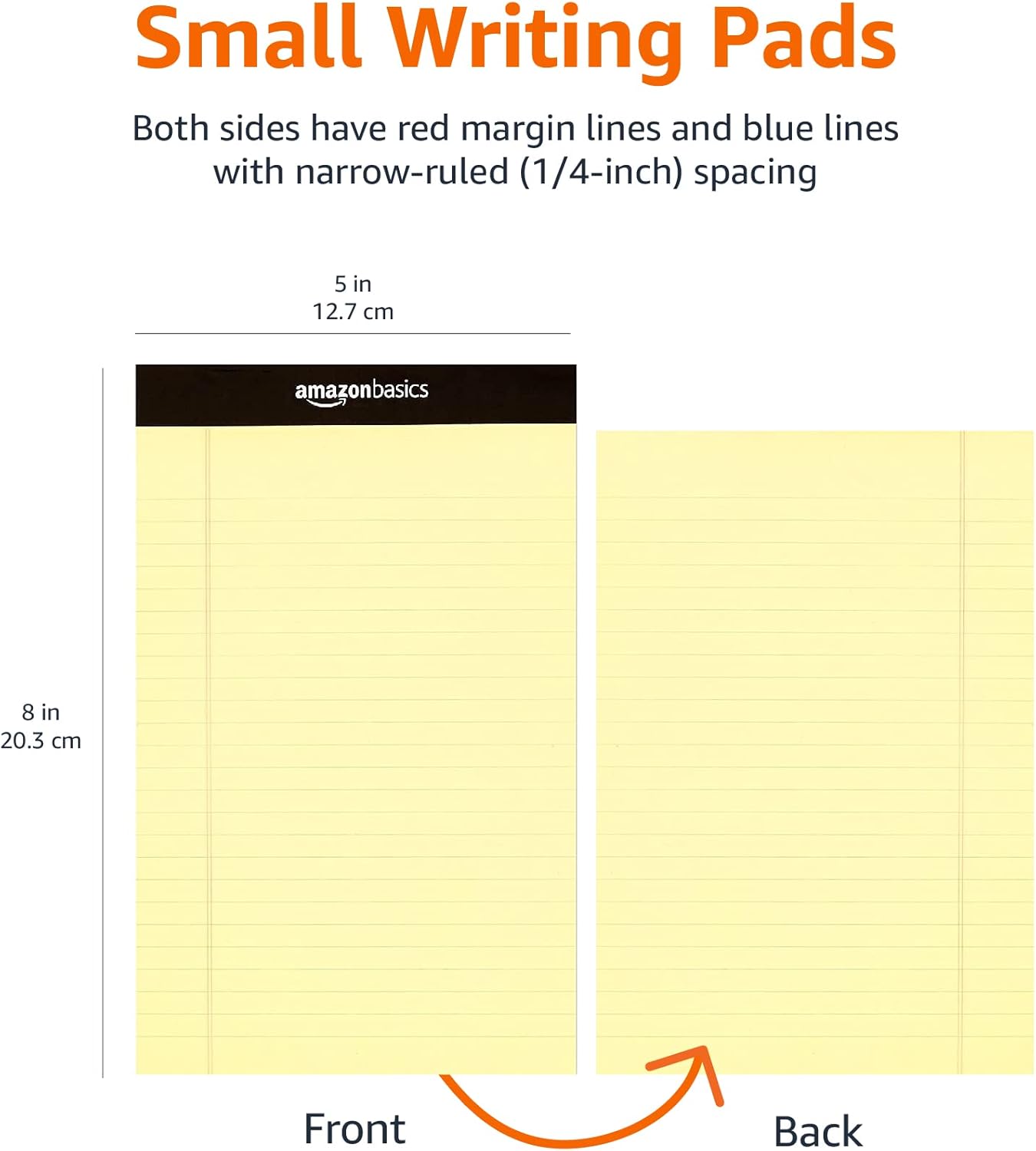 Amazon Basics 50-Sheet Narrow Ruled Lined Writing Note Pad, 5" x 8", 12-Pack, Canary, Perforated - Image 6
