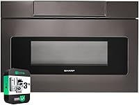 Vista 1 de Sharp SMD2470AH - Horno de microondas con cajón de 24 pulgadas, 1.2 pies cúbicos, paquete de acero inoxidable negro con paquete de protección