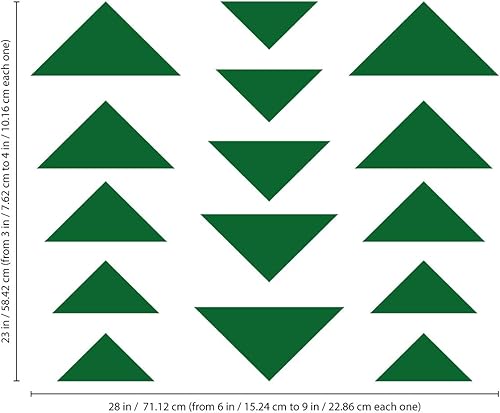 Miniatura 3 de Juego de 15 calcomanías de vinilo para pared, patrones triangulares sólidos, de 3 a 9 pulgadas cada uno, decoración moderna para el hogar,