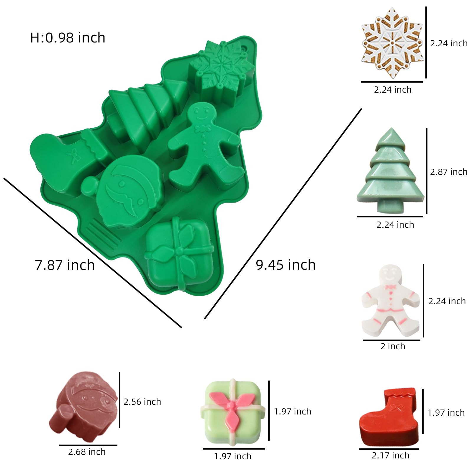 Moldes De Silicona Navideños - Figuras De Papá Noel, Árbol Y Reno Para Chocolate, Jabón, Arcilla