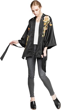 KIM+ONO Luxury Kimono Jacket for Women | Floral Jacket | Original Design | Removable Waist Tie Closure