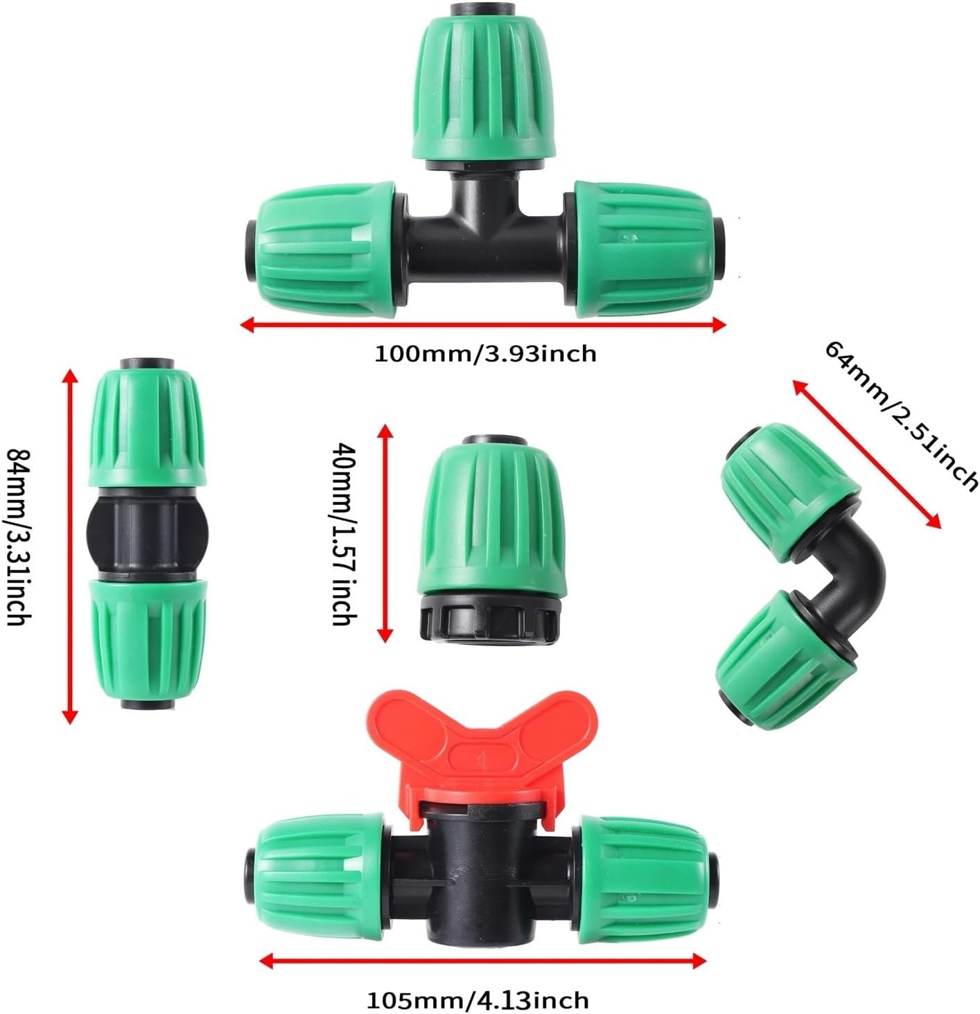 16mm PE Pipe Straight Elbow Tee Garden Agriculture Automatic Watering Pipes Water Splitter Joint 1Pcs(Valve)