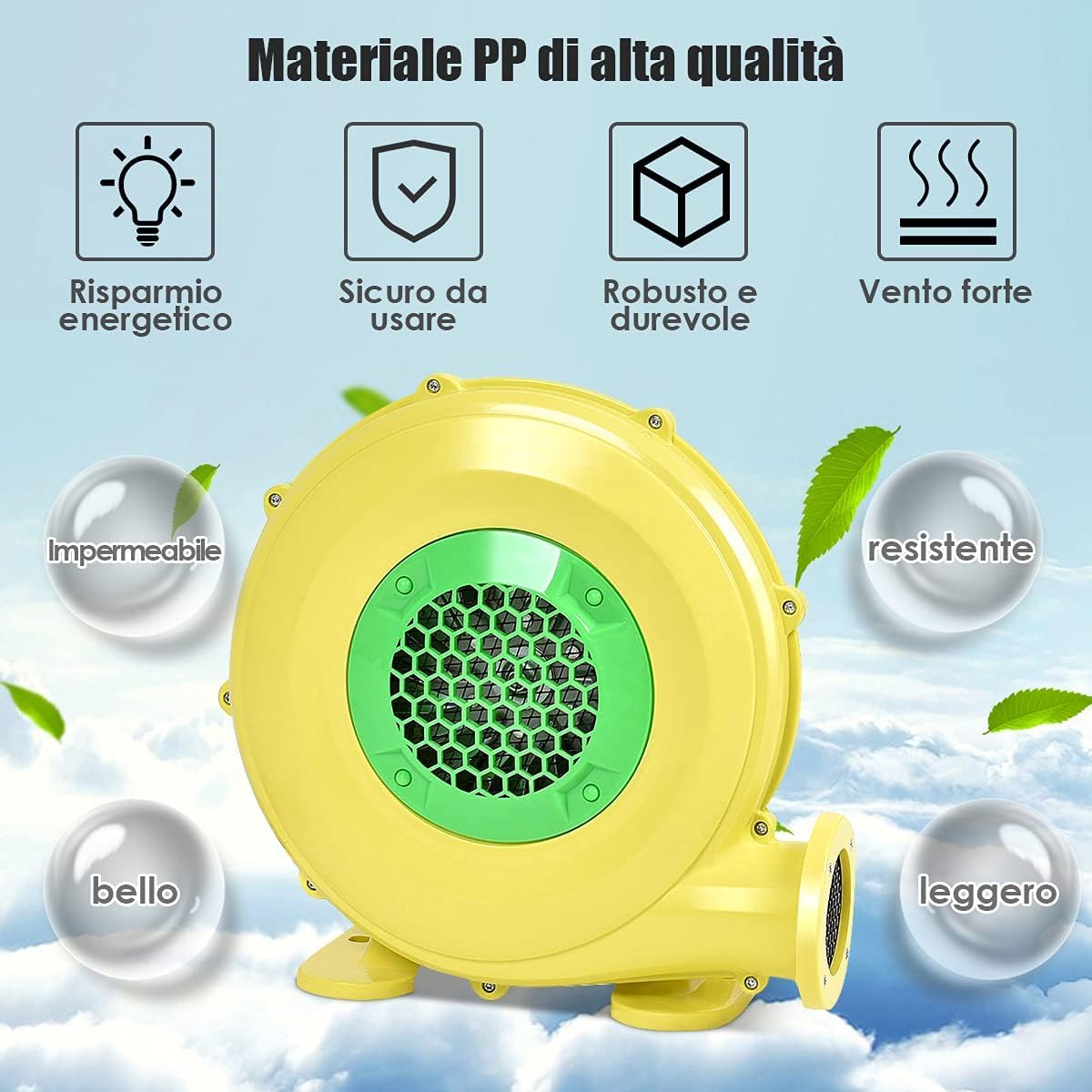 Ventilatore Gonfiabile 370W Per Castelli E Archi Pubblicitari – 2800 Giri/min, 340 M³/h, Pressione 1250 Pa, Ideale Per Eventi E Promozioni