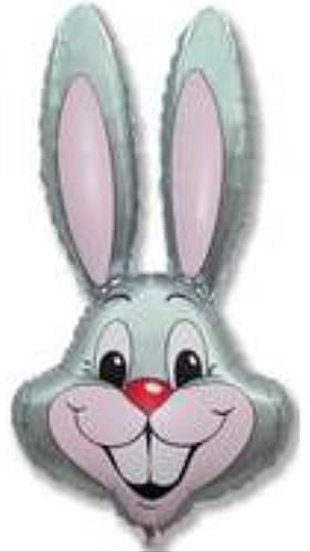 Globo de helio de aluminio Mylar de 39 pulgadas con cabeza de conejo gris de Flexmetal