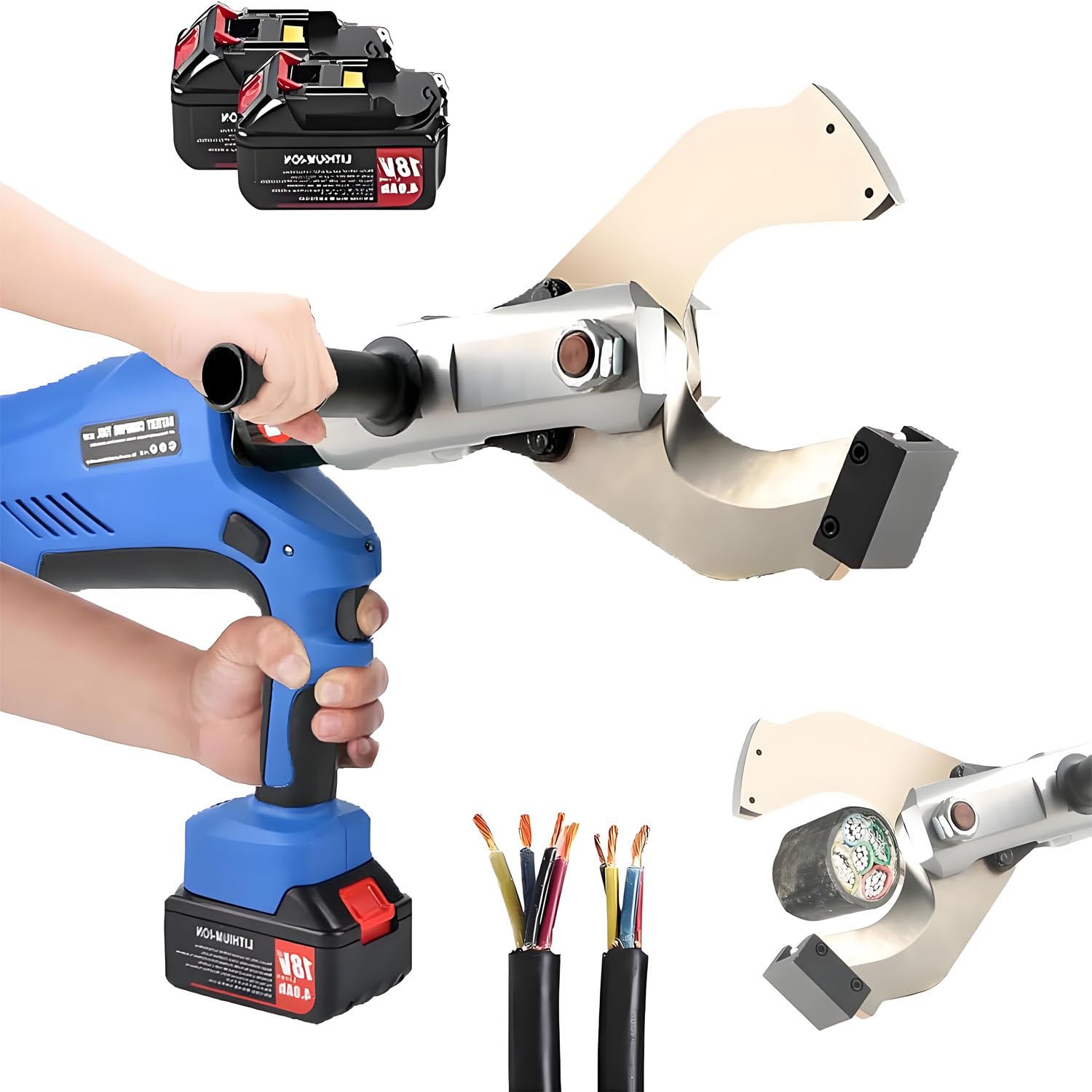 UORDBY Handheld Cable Cutting Tool Electric Hydraulic Cable Cutter, Digital Display Electric Hydraulic Shears with18V/4.0Ah lithium battery for Cutting Overhead Cable 85C