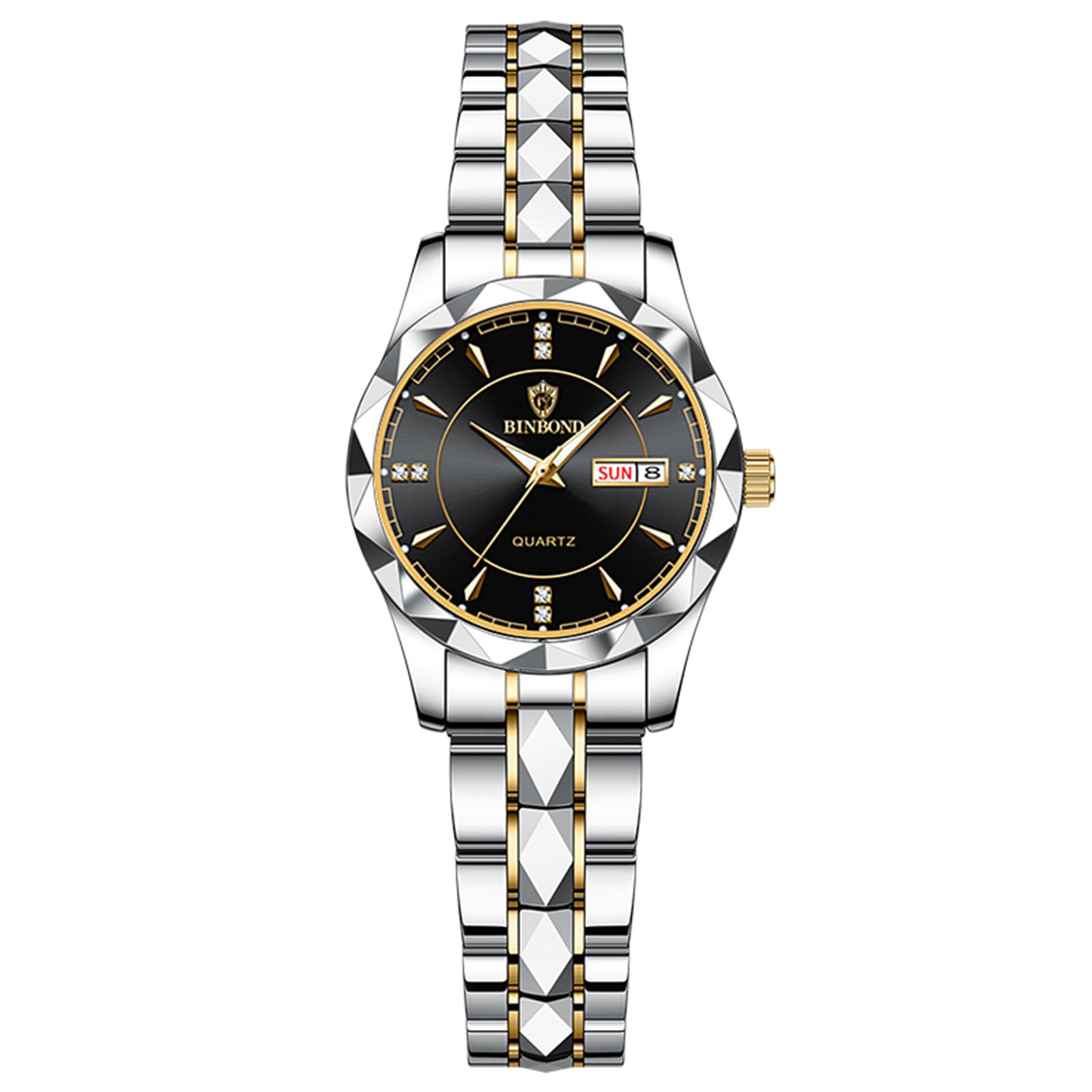OIDEA Armbanduhr mit Datum Edelstahl für Pärchen: Analog Quarz Herrenuhr Damenuhr mit Leuchtzeiger Stundenskala Zifferblatt Geschenk für Verliebte Paare Partner Herren Damen Gold Schwarz Silber