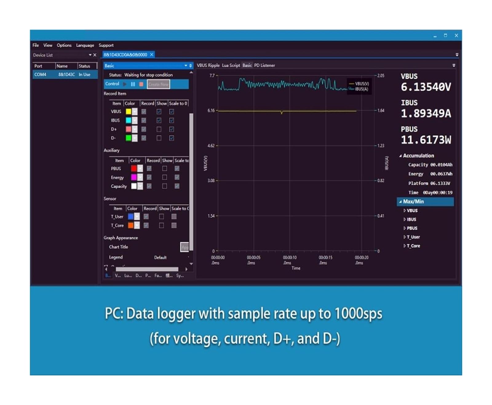 Tester USB Miernik mocy USB 3.1 Multimetr cyfrowy Tester prądu Detektor napięcia Interpreter Zintegrowany DC 26V 6A(C3)